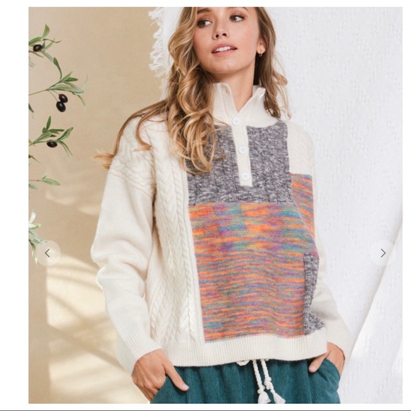 19 Fabulous Boho Button Trimmed Front Sweater - Picture 6 of 7